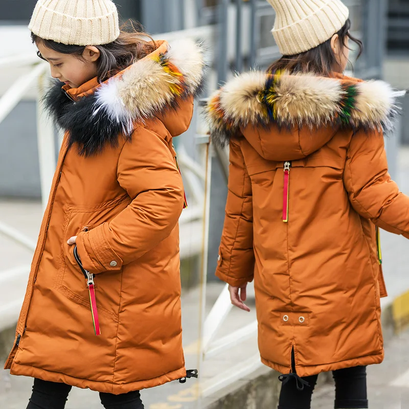 children girls' down jacket thicken warm winter coat girl parkas teenage long jackets raccon fur on hooded down jackets children girls' down jacket thicken warm winter coat girl parkas teenage long jackets raccon fur on hooded down jackets