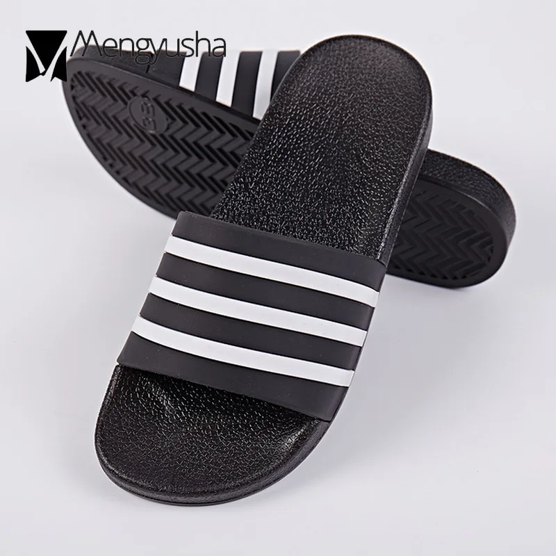 

black/white stripe beach sandals women 44 45 big size flip flops lovers flat slippers women slides platform sandalias 2018 c537