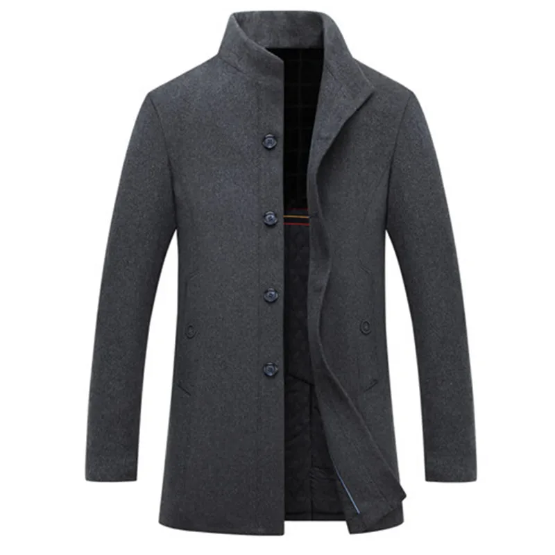 Moyen 50Tissu Lâche 2018 Hiver Hommes D'âge Mâle gray Et À Black Occasionnel De En Long Automne D'affaires Laine Manteau 6vybfgY7