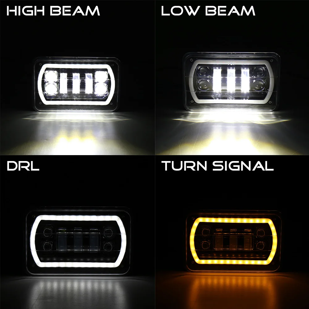 1Pc 4/'/'x6/'/' LED Headlight For Chevrolet S10//Monte Carlo//Nova//R10// Monza//Nova