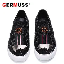 ФОТО germuss diamond-encrusted men fashion genuine leather shoes new high quality 2018 comfortable plus size flat mens casual shoes 
