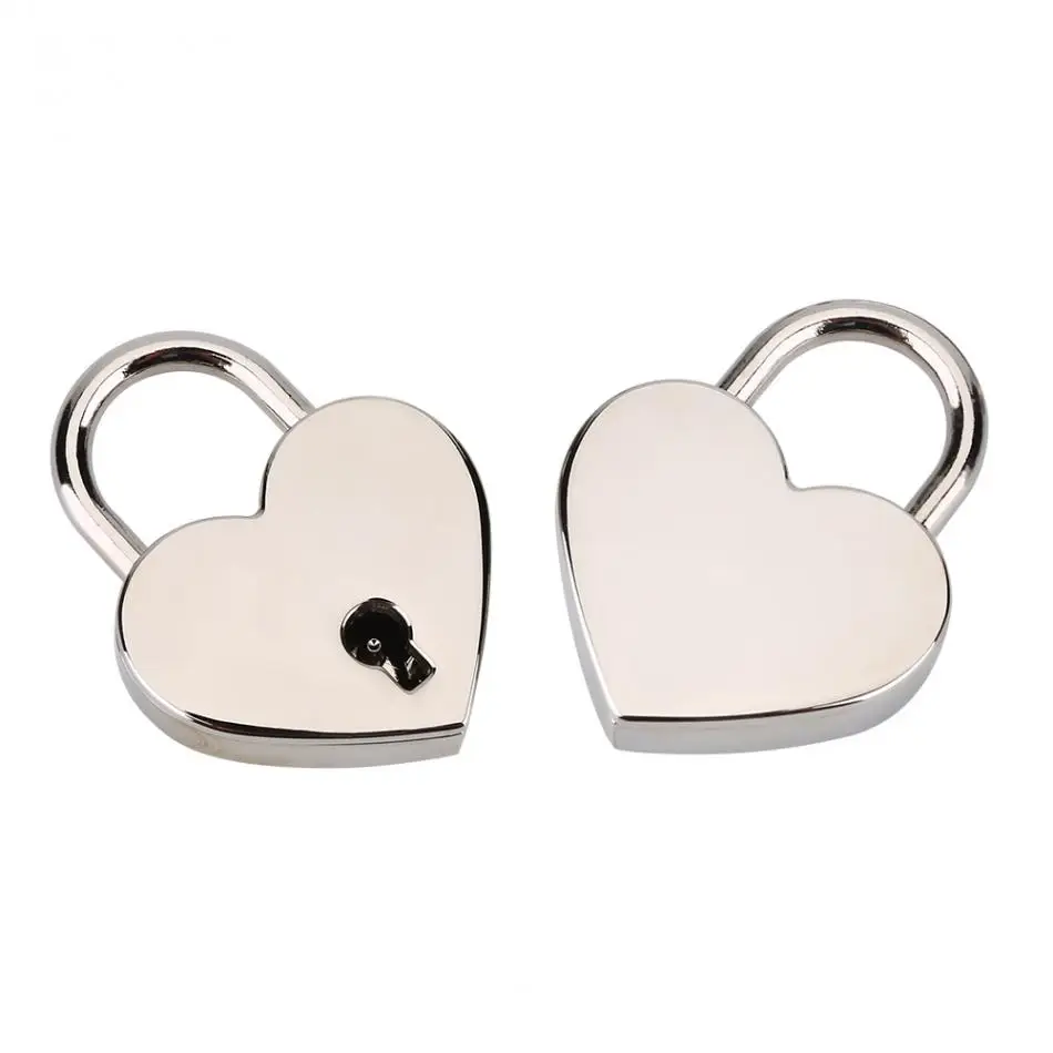 2 sets Heart shaped Padlock & Skeleton Key Catch Clasp Hook Lock for