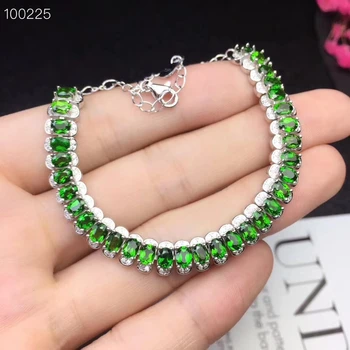 

Natural green diopside gem Bracelet Natural gemstone Bracelet 925 silver bracelet Luxurious circle flowers Female fine jewelry
