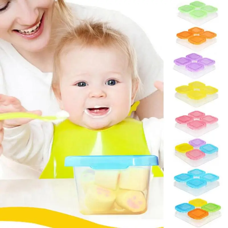 

Portable Healthy Baby Food Storage Box Candy Color Kids Tableware Milk Containers Support for Cold Storage or Microwave Oven