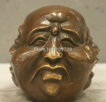 

001430 Chinese Folk Culture Handmade Brass Bronze Statue Maitreya Buddha Head Sculpture