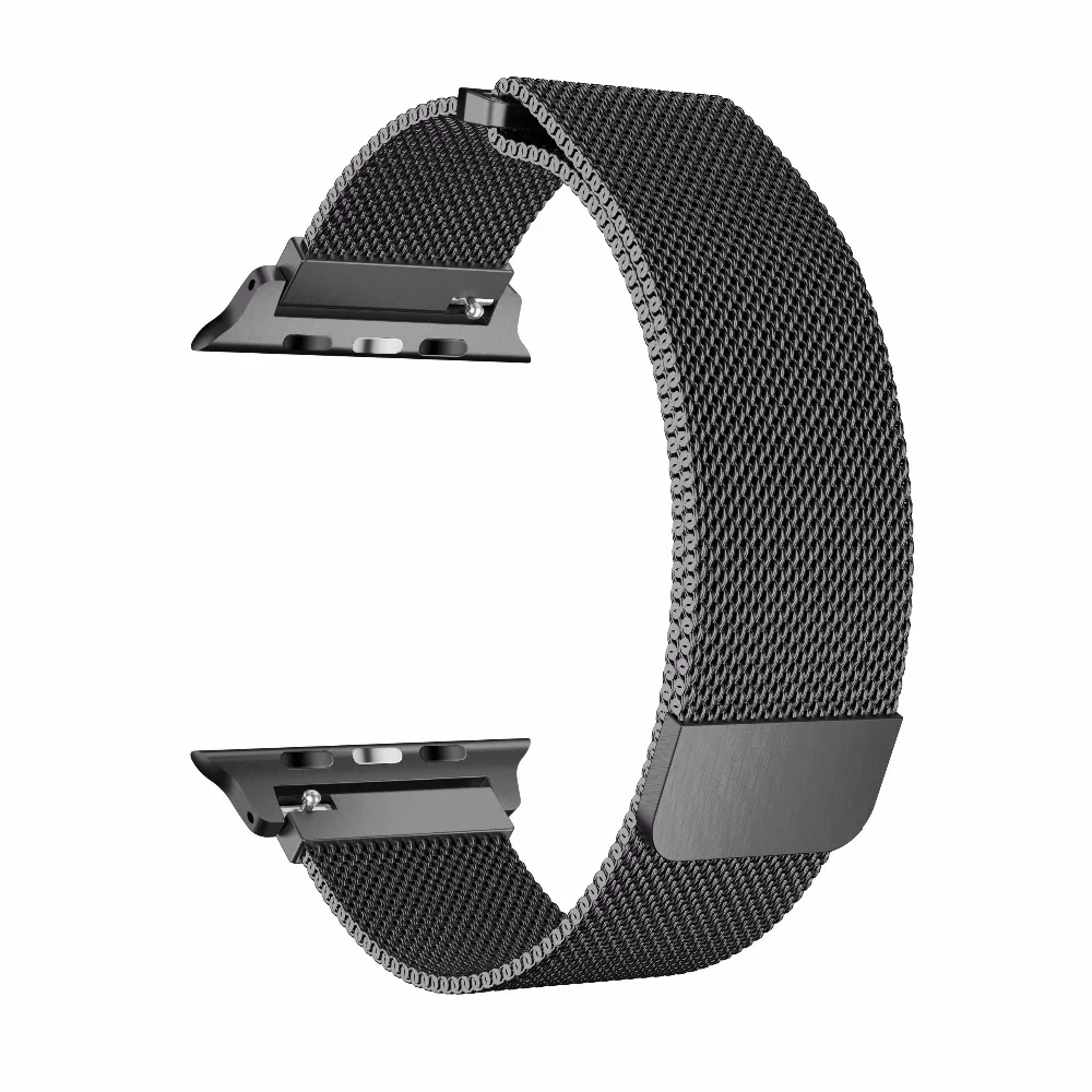 Для Apple Watch Band Series 1 2 3 4 полностью Магнитная застежка сетка петля Миланская нержавеющая сталь 38 мм 42 мм 40 мм 44 мм ремешок