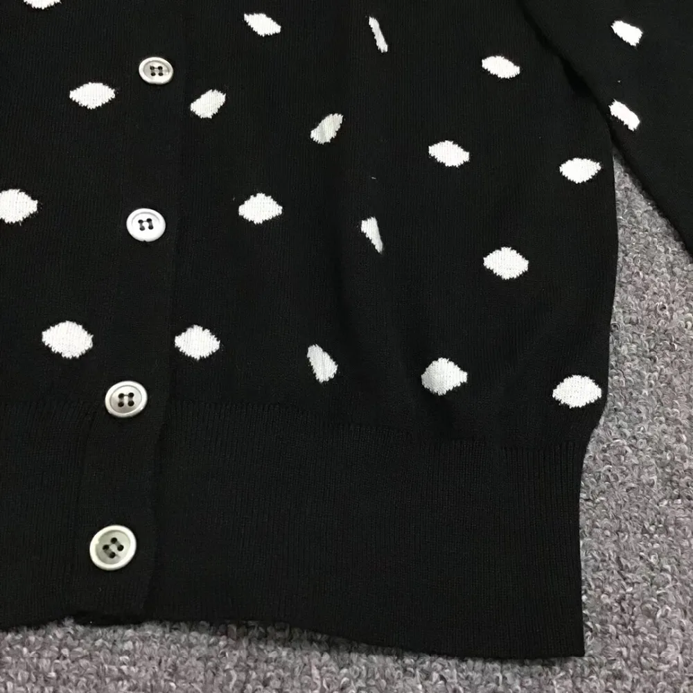 2019 Ранняя осень винтажный узор в горошек женские кардиганы с v-образным вырезом свитер