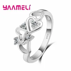 YAAMELI Лидер продаж свадебные Обручение Jewelry 925 пробы Серебряное сердце Подвески палец кольца для души Коврики в best подарки