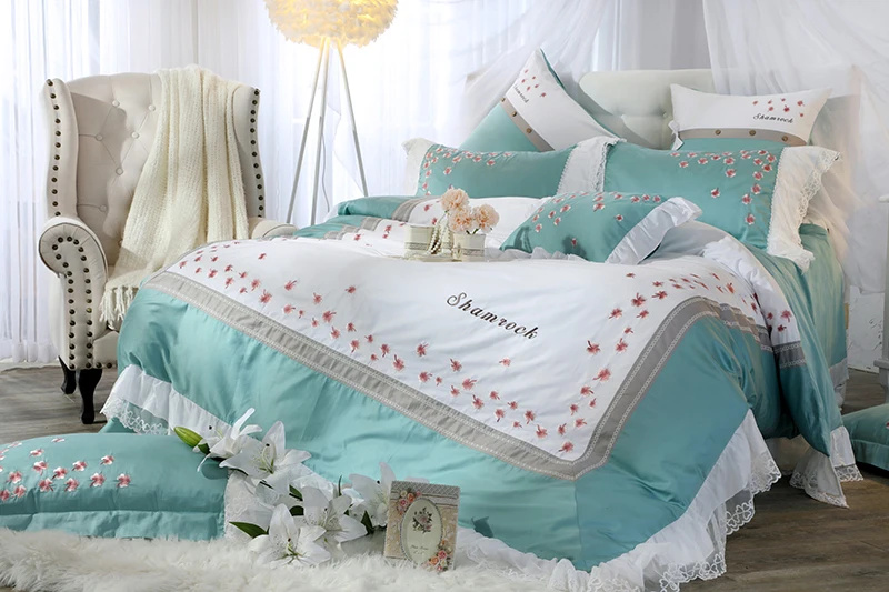 الفاخرة القطن المصري الأميرة طقم سرير الملكة الملك حجم للفتيات ملاءات مجموعة غطاء دوفيت للسرير طاقم غرفة نوم سادات