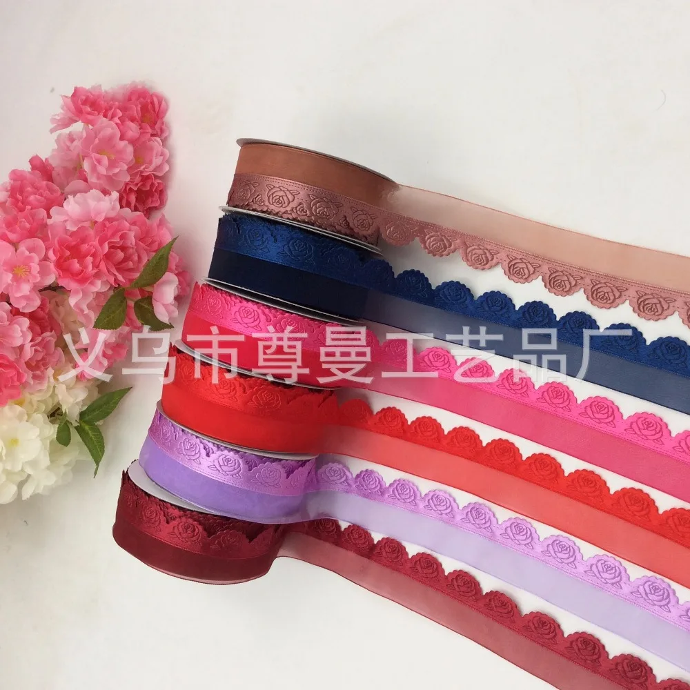 

Ribbon Half Rose Yarn And Clothing Home Accessories Polyester Ultrasonic Embossed Cake Box Ribbon Gift Box Packaging Material