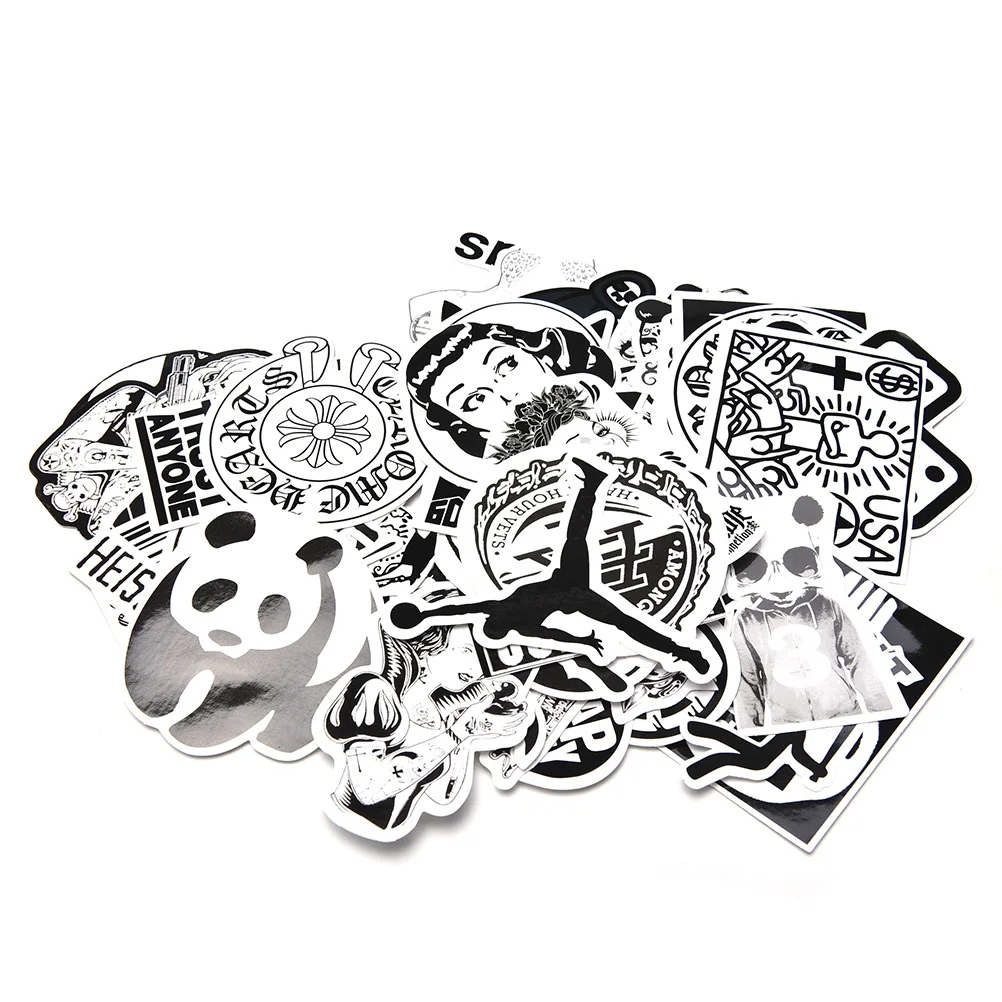 

JETTING 60pcs/lot Sticker Car Decor Accessory Black White Stickerbomb Case Decals Decor Not Repeating Car Styling