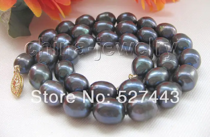 

Wholesale free shipping >>10-12mm black baroque FW pearl necklace