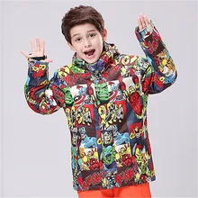 GSOU/лыжная куртка для детей; зимняя уличная детская теплая куртка для сноуборда; ветрозащитная Водонепроницаемая теплая зимняя спортивная куртка