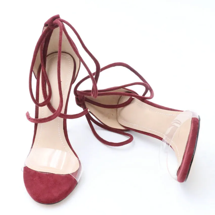 QUTAA/ г. Женские босоножки пикантная модная женская обувь пикантные вечерние однотонные женские босоножки на тонком высоком каблуке с перекрестной шнуровкой размеры 34-43