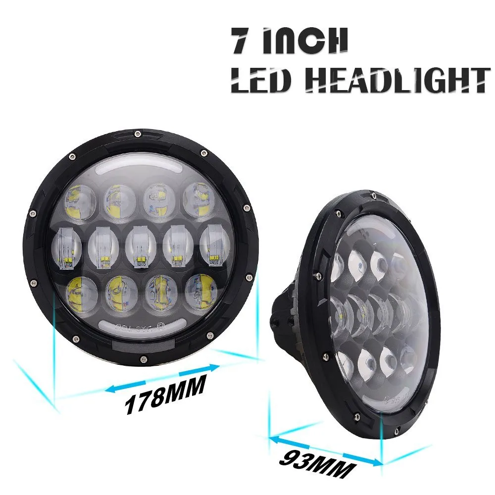 

TURBO SII 78W 2PCS 4X4 Accessories 7 Inch LED Headlight Headlamp with DRL Halo Ring for Jk LJ TJ CJ HUMMER Motorcycle