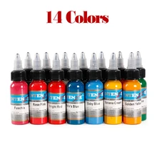 14 шт перманентного пигмент для перманентного макияжа набор краски 30 мл/бутылка для татуировки и боди-арт татуировки цветные татуировки