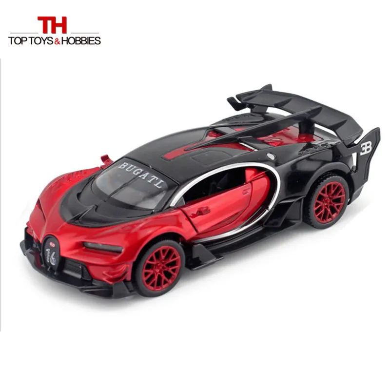1/32 литой под давлением Bugatti Veyron GT Модель автомобиля красный/синий/желтый со звуком и светильник коллекция автомобиля игрушки для мальчика Детский подарок - Цвет: 1