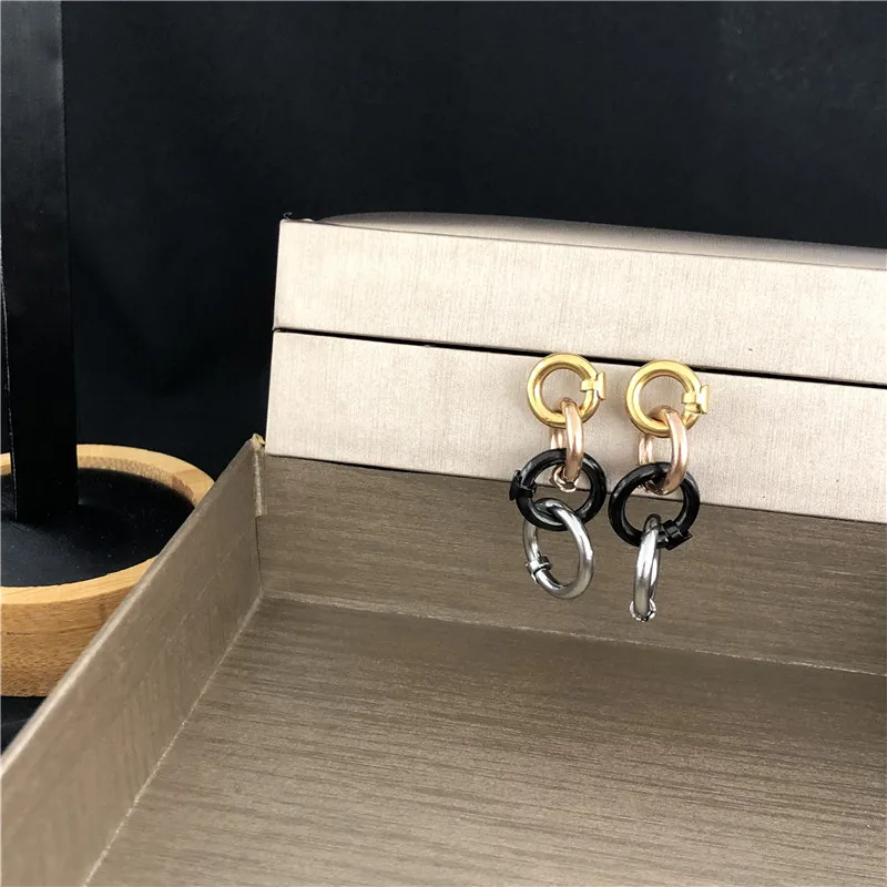 

Stainless Steel Creative Jewelry High Grade Elegant Earrings Round Gold Silver Earrings Jewelry Spain Bear Party For Women