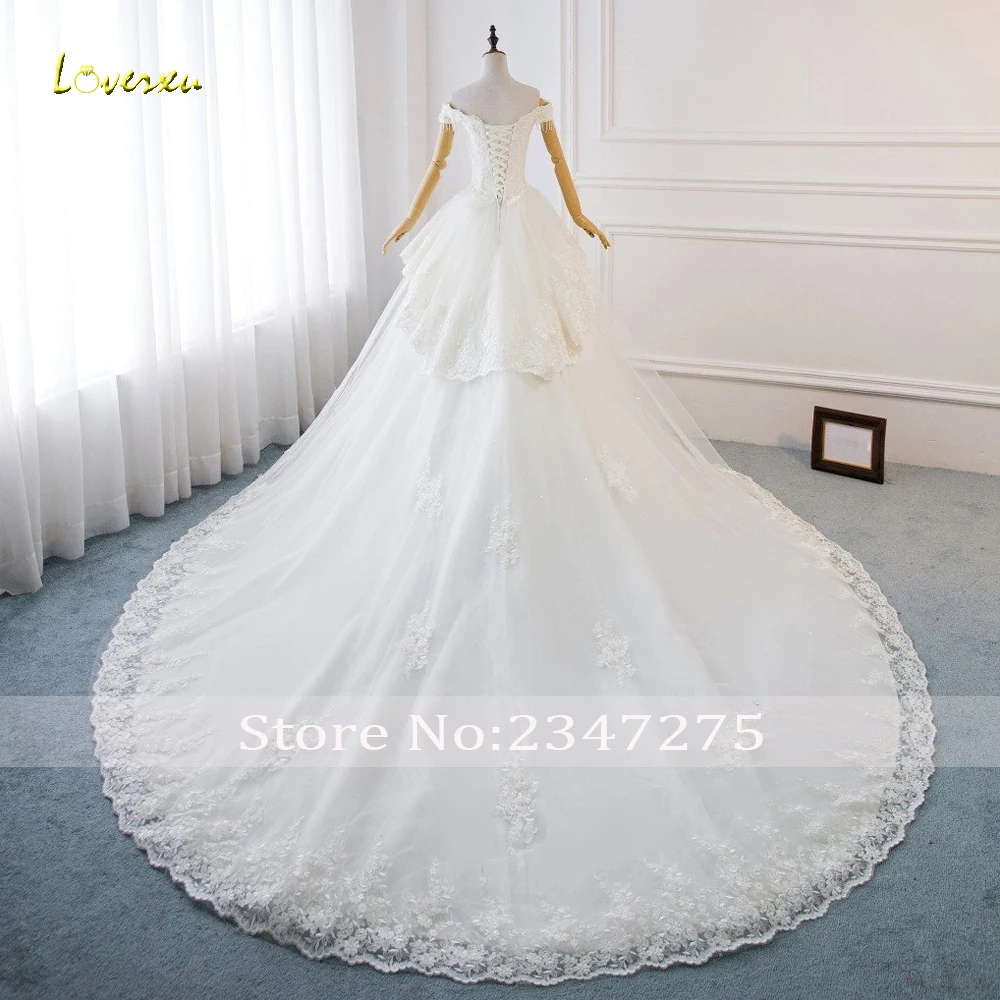 Loverxu Vestido De Noiva лодка средства ухода за кожей Шеи принцессы Свадебные платья 2019 Роскошные короткий рукав с декором из бисера из хрусталя