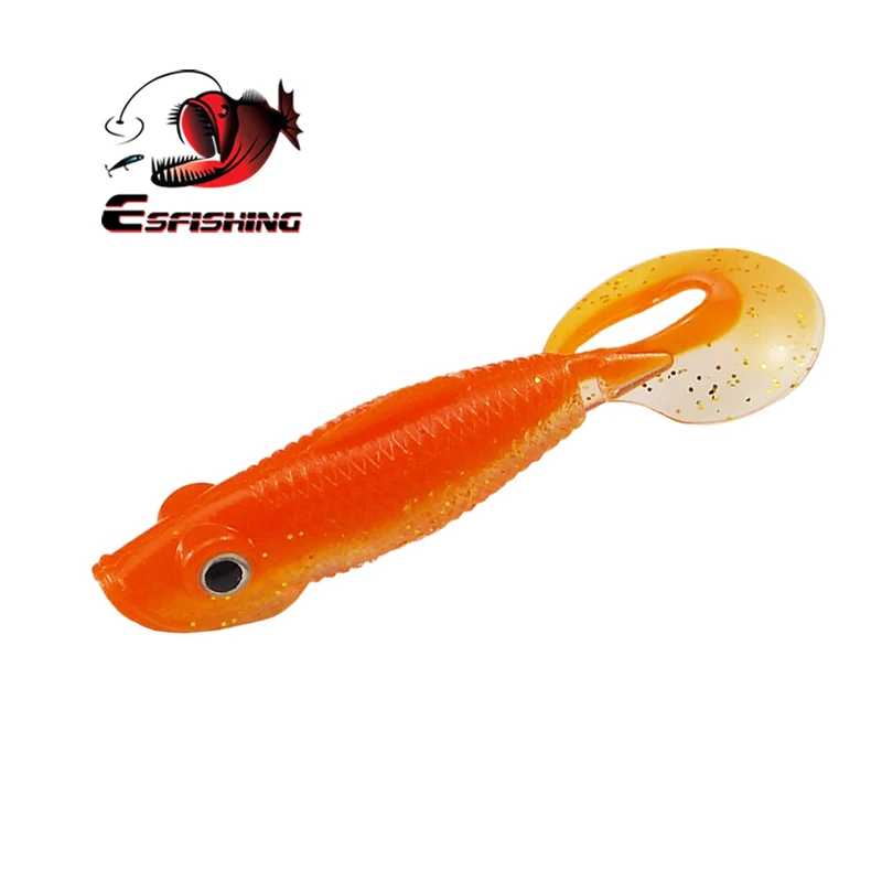 

ESFISHING Fishing lures Swiming PRO 72mm 6pcs 3D Eyes Grub Lure Sea Fishing Soft Lures Silicone Bait Cheap Tackle Pesca Feeder