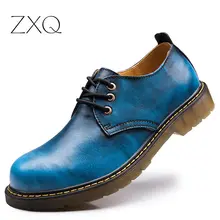 2016 Nuevo de Alta Calidad de Los Hombres de Cuero Genuino Zapatos de Punta Redonda Grande de cargadores de los Útiles Cabeza Zapatos Oxford Para Los Hombres Más El Tamaño 38-47