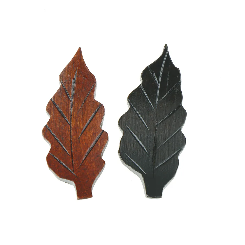 One Piece Leaf Shape Chopsticks Rest Rack Wood Stand Holder Art Craft 