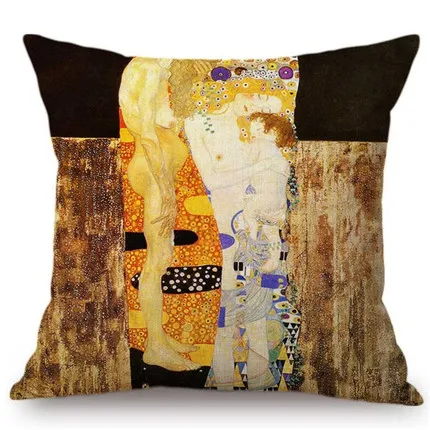 Роскошный Золотой декоративный чехол для подушки с масляной краской, чехол для подушки для дома, коллекция Gustav Klimt, чехол для дивана и стула