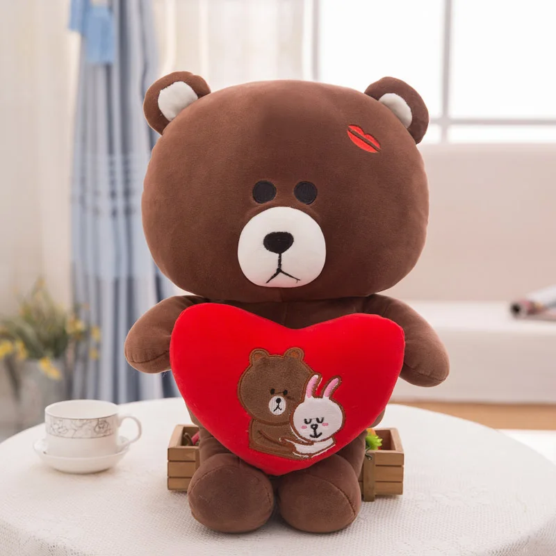Новые творческие желтая утка закрылки вокруг коричневый милый медвежонок обеспечивает детская одежда для девочек с подарки плюшевые игрушки любовь, День святого Валентина - Цвет: Heart bear