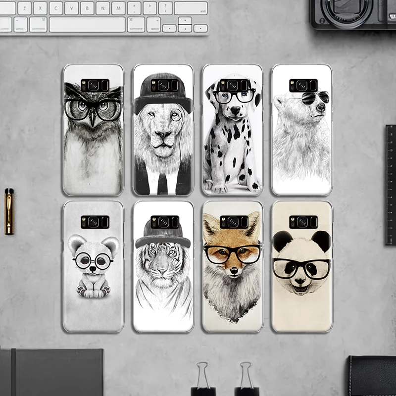

For Samsung Galaxy A3 A5 A8 J3 J5 J7 2015 2016 2017 2018 Grand Prime G530 Cute Polar Bear Panda Glasses Animals Phone Case