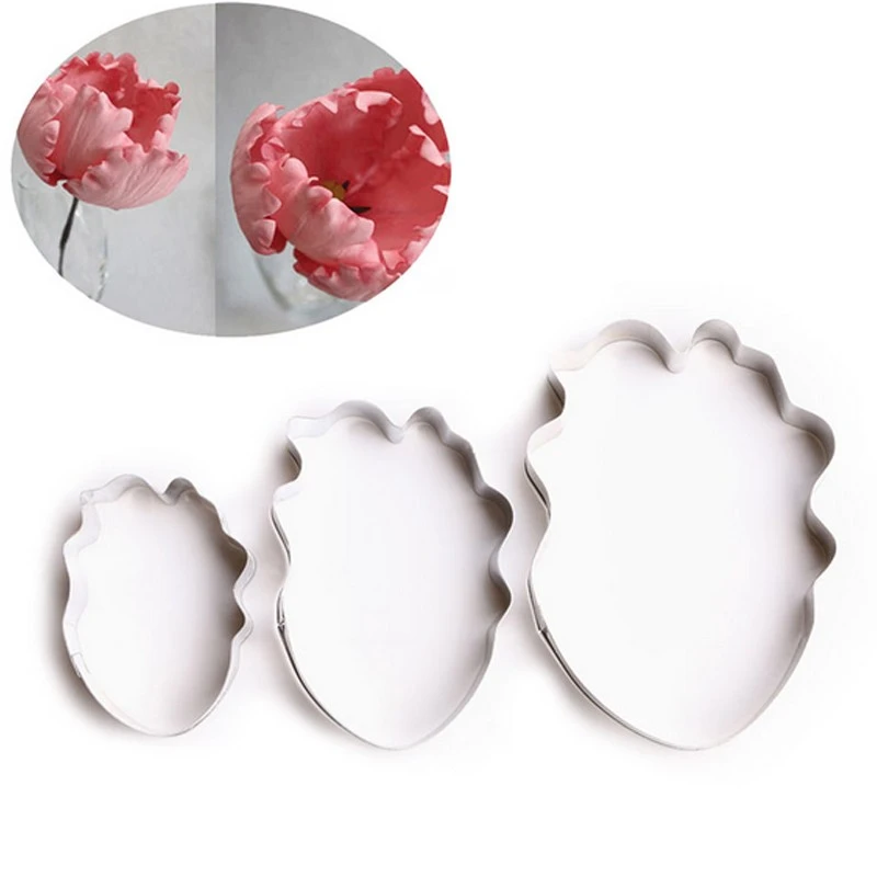 3 Pieces Kit Parrot Tulipe Fondant Gateau Decorations Forme De Fleur Cutter En Acier Inoxydable Outils De Cuisson A1078 Aliexpress