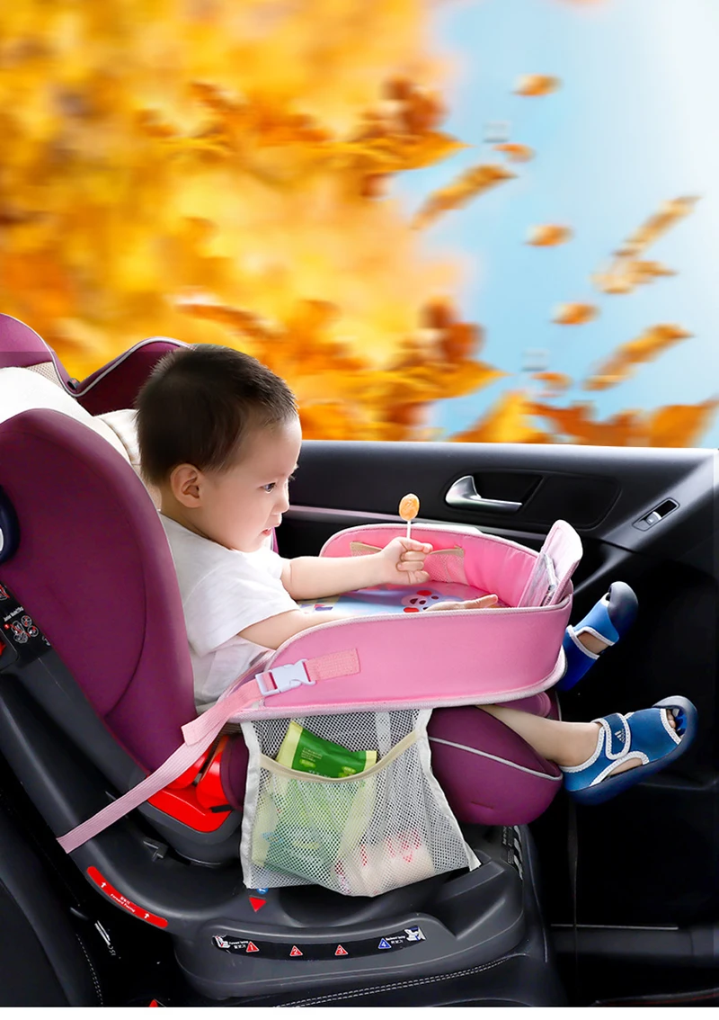 Baby Waterproof Table Car Seat Travel Tray Mutifunctional Kid Storage Seat Stroller Holder Portable Table Desk Incar Accessories