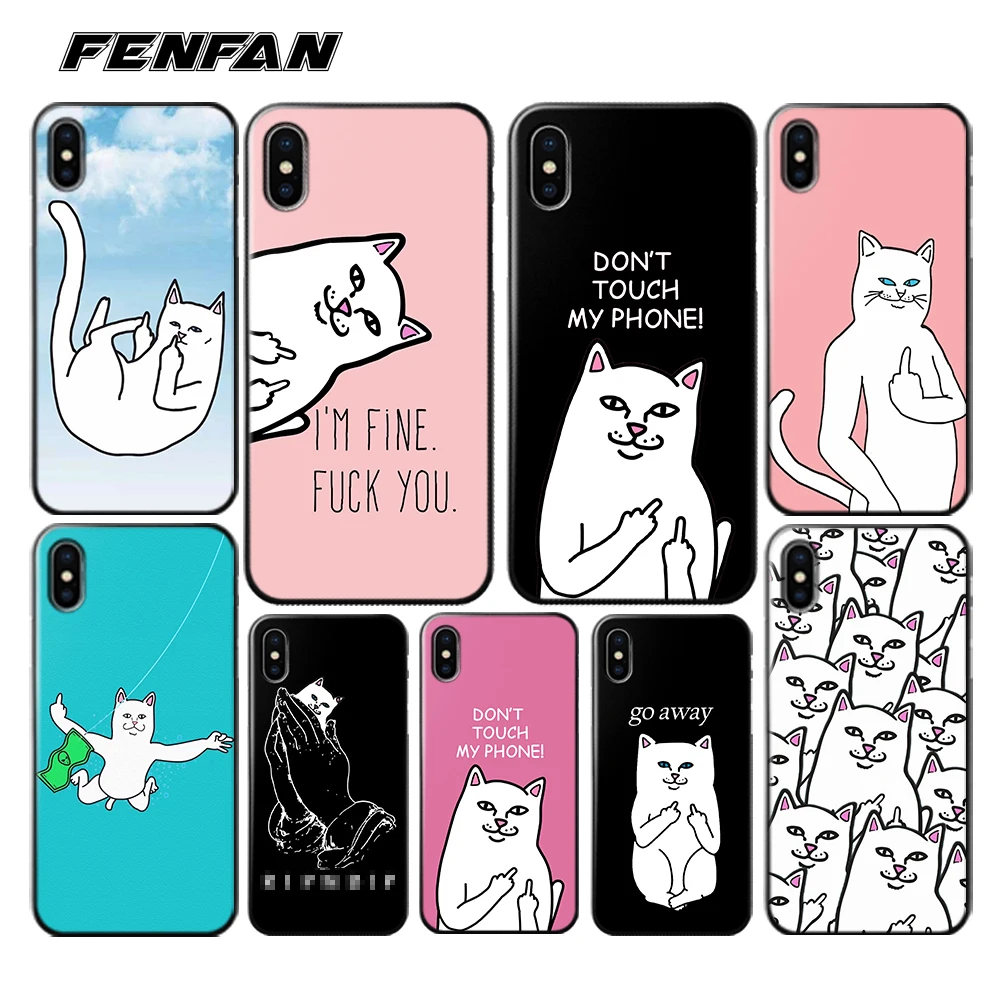 Kopen Voor coque iPhone 8 case 5 5 s SE 6 6 s 7 8 Plus voor iPhone XR case Pocket witte Kat zachte siliconen voor iPhone X XS Max case