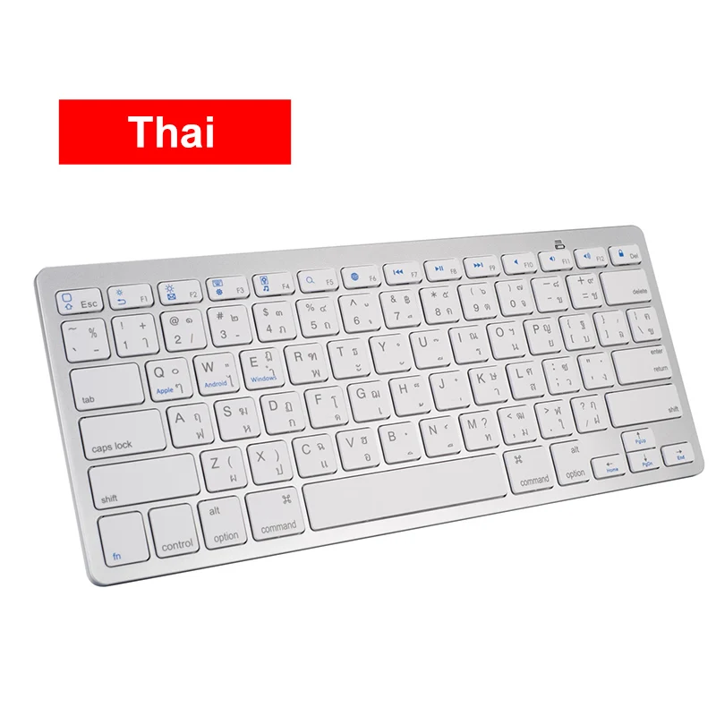 Мини Русская Bluetooth клавиатура испанская французская немецкая Корейская Арабская тайская Многоязычная клавиатура для IOS Android Windows PC - Цвет: Thai