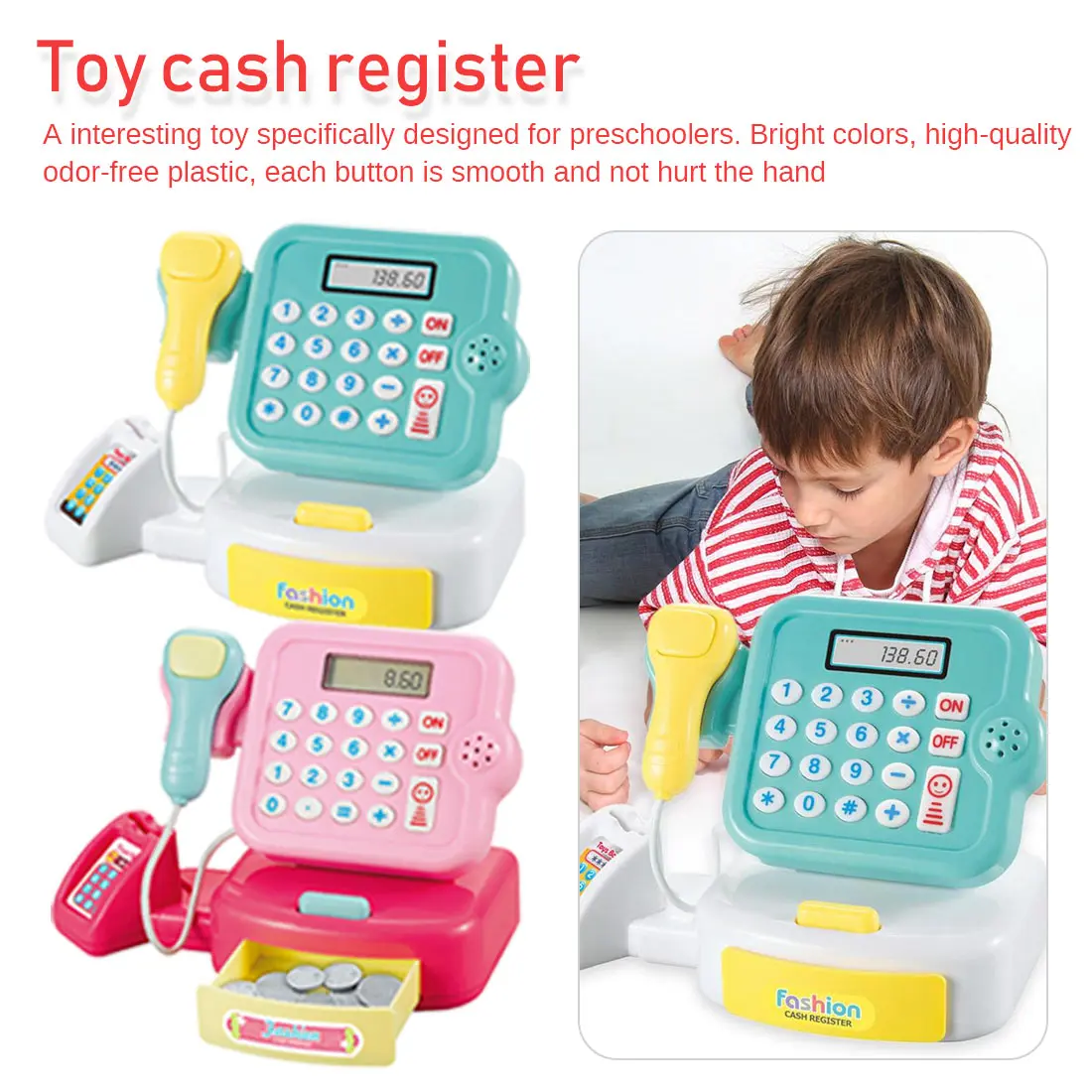

Mini Simulated Supermarket Checkout Counter Role Cashier Cash Register Toy Kids Educational Pretend Play Set Toys For Girls Gift