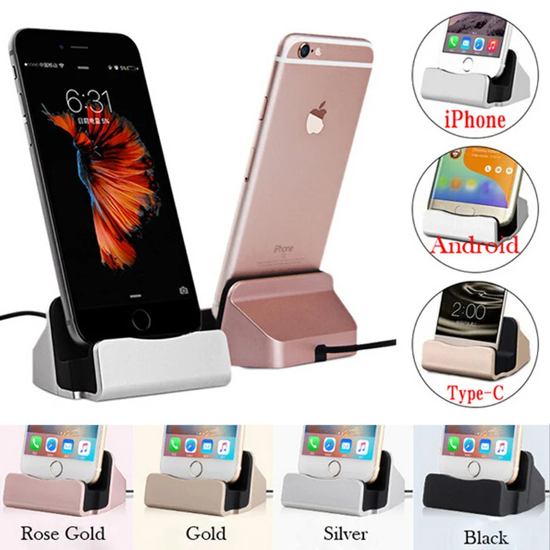 Mobile Phone Chargers For iPhone Android V8 Type-C Stand Aluminium Alloy Desk Holder Charging | Мобильные телефоны и