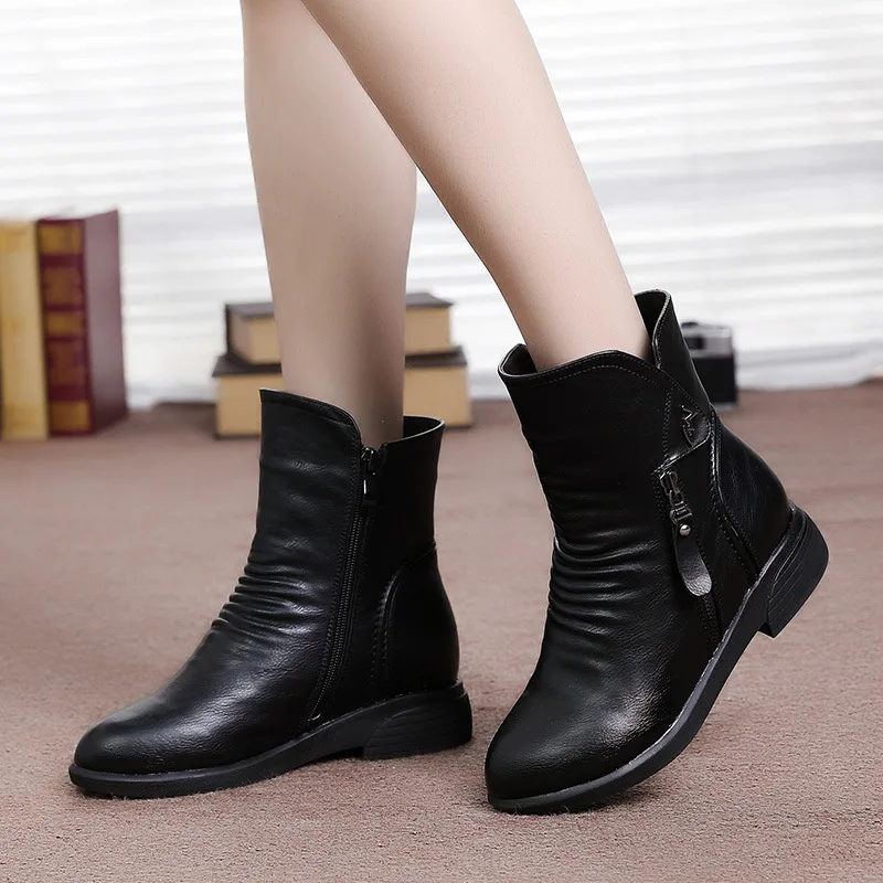 free shipping Zipper Wedges shoes women ankle boot leather boot zapatos mujer zipper boot winter leather ankle Snow boots ZH071