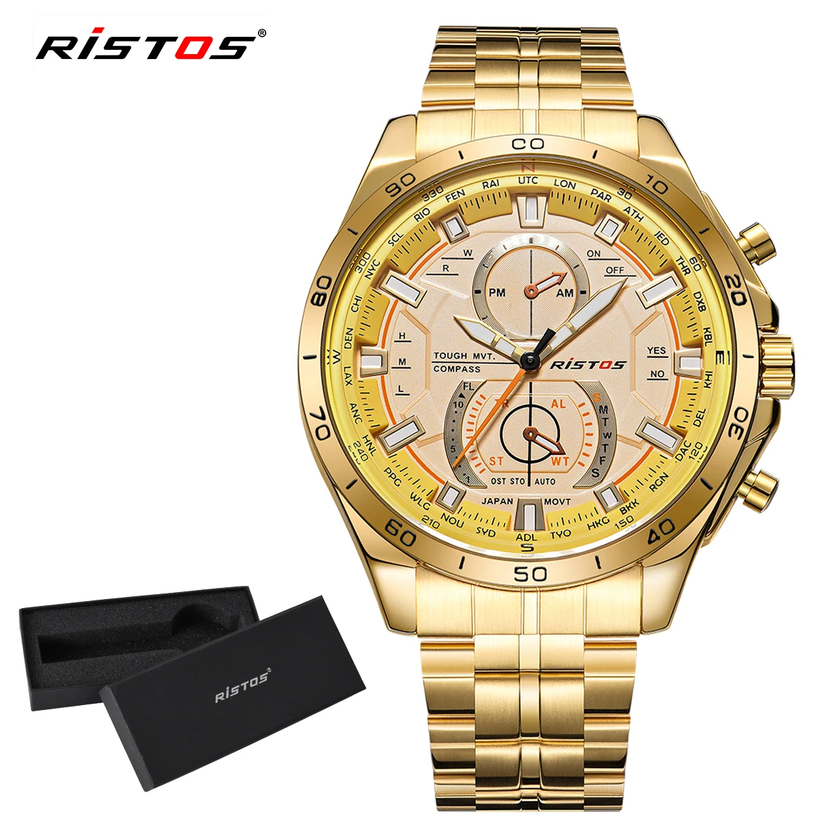 

RISTOS 2017 Stainless Steel Watch Extreme Sports Military Watch Reloj Masculino Wristatch Reloj Hombre Men Quartz Watches 9325