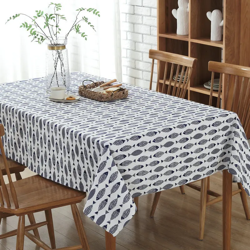 Senisaihon Japan Cotton Linen Tablecloth Saury Printed Pattern Dining table table cloth Hotel