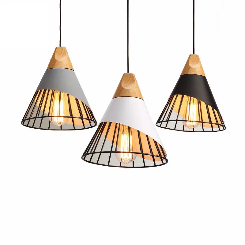 Nordic Solid Wood Pendant Light Modern Aluminum Indoor Home Light E27 Socket Restaurant Pendant Lights Lamp Dining Room Cafe Bar  (7)