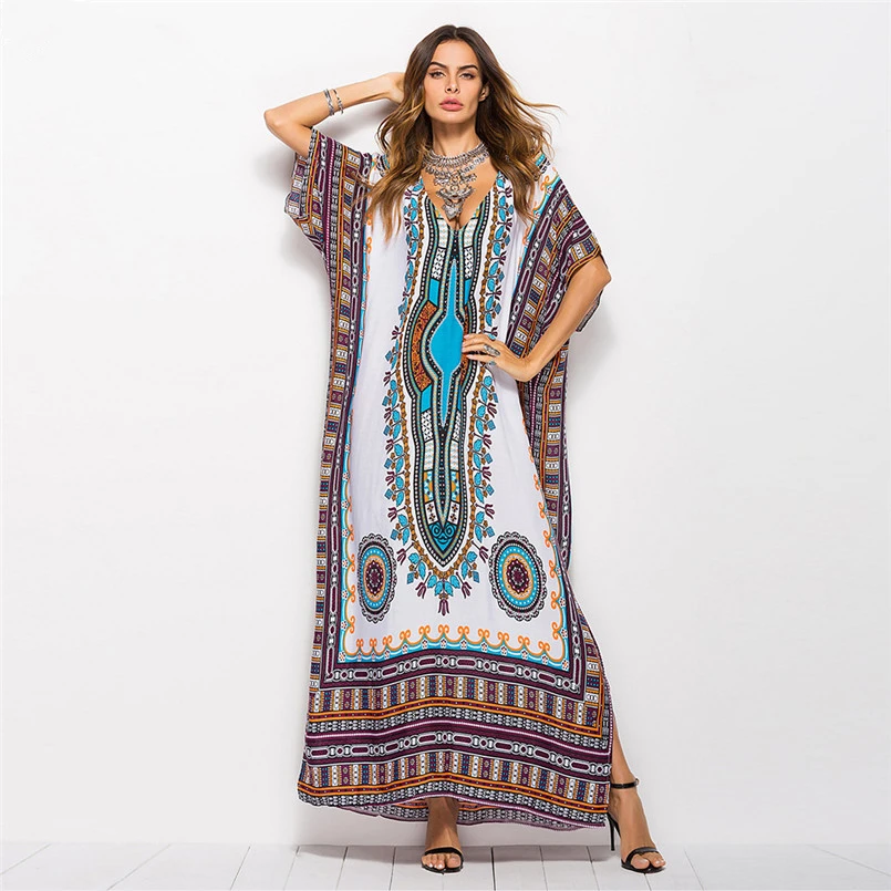 

Casual Long Print Summer White Black Women's Muslim Dress Turkish Abayas Plus Size Fashion Islamic Clothing Robe Dubai Djellaba