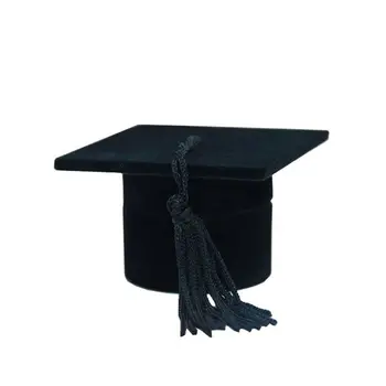 

Bachelor's Hat Jewelry Box Storage Case Ring Holder for Graduation Ceremony Necklace Ring Earrings Casket Present Gift Boxes