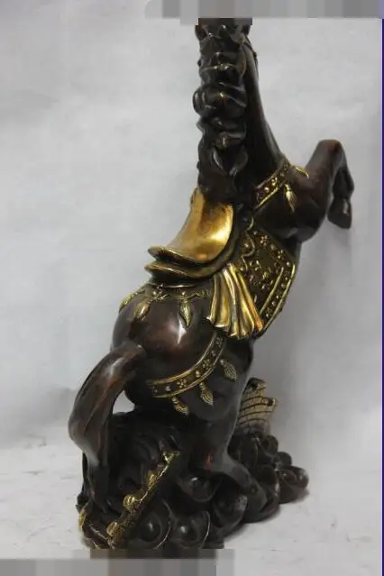 

S1797 Copper Bronze Gild Feng shui Lucky Wealth Great Wall Yuan Bao Horse Steed Statue discount 30% (C0324)