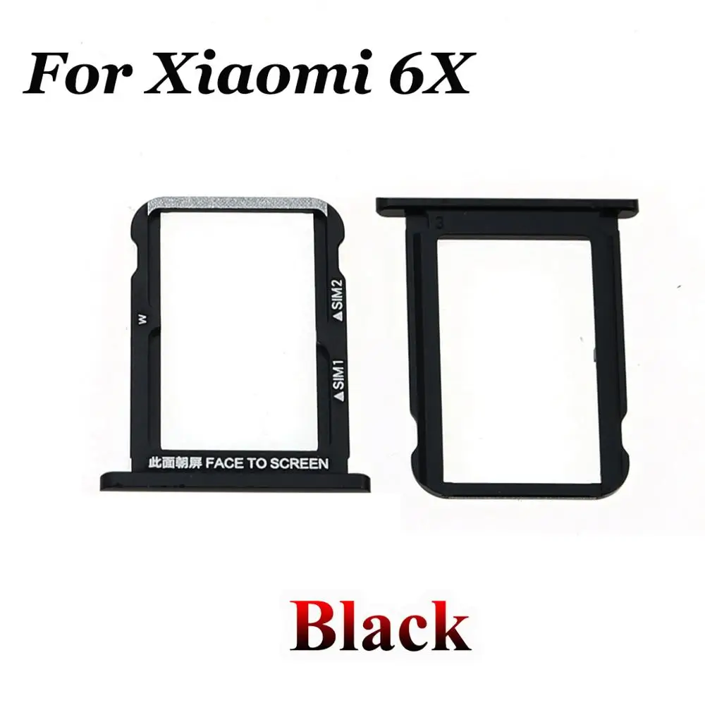 Юйси сим карты Адаптеры mi 6X mi A2 для Xiaomi mi A2 6X слот для sim-карты, разъем для лотка держатель адаптеры телефон замена корпуса Запчасти - Цвет: Black