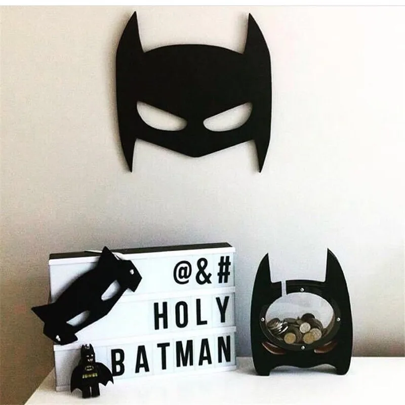 Ins caliente Estilo nórdico madera Batman héroe hucha hecha a mano artesanía dinero caja creativa hogar dormitorio decoración Prop niños nuevo regalos de año