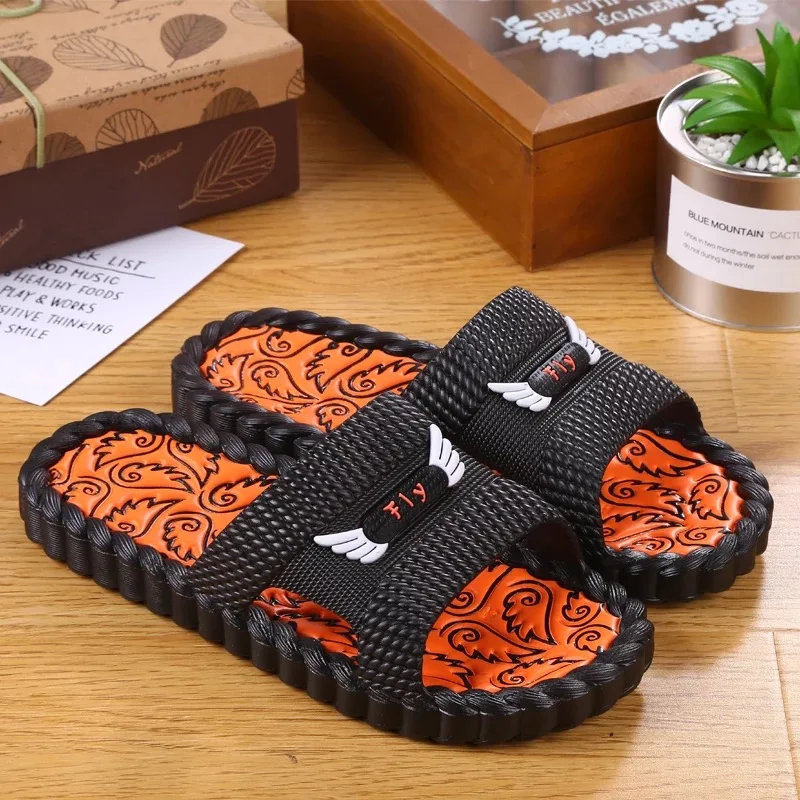 Zapatillas para hombre, casa de verano, Simple, antideslizante, de moda,  dormitorio para hombre, transpirable, ocio, plano con zapatos, fondo suave  coreano chic|Zapatillas| - AliExpress