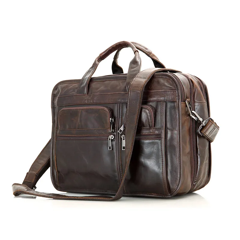Multifunktions Männer Aktentasche Laptop Schwarzes Taschen 14 Retro Messenger tasche Rindleder Handtasche brown Bag Schultertasche Zoll Leder Echtes Business wxwP6