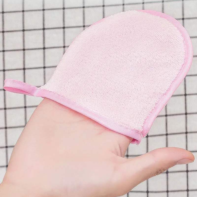 Розовый 11,9x3,5 см 1 шт многоразовые салфетки из микрофибры для лица, полотенце для лица, средство для снятия макияжа, очищающие перчатки - Цвет: Розовый