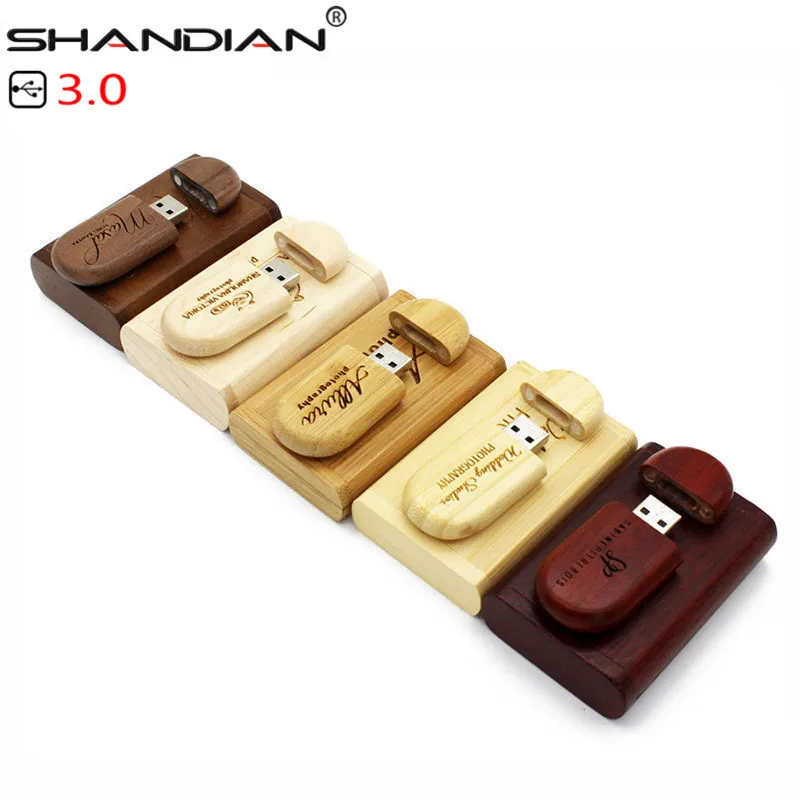 SHANDIAN USB 3,0(более 10 шт. бесплатный логотип) USB флеш-накопитель овальная Флешка 4 ГБ 16 ГБ 32 ГБ 64 ГБ подарочная ручка-накопитель с деревянной коробкой
