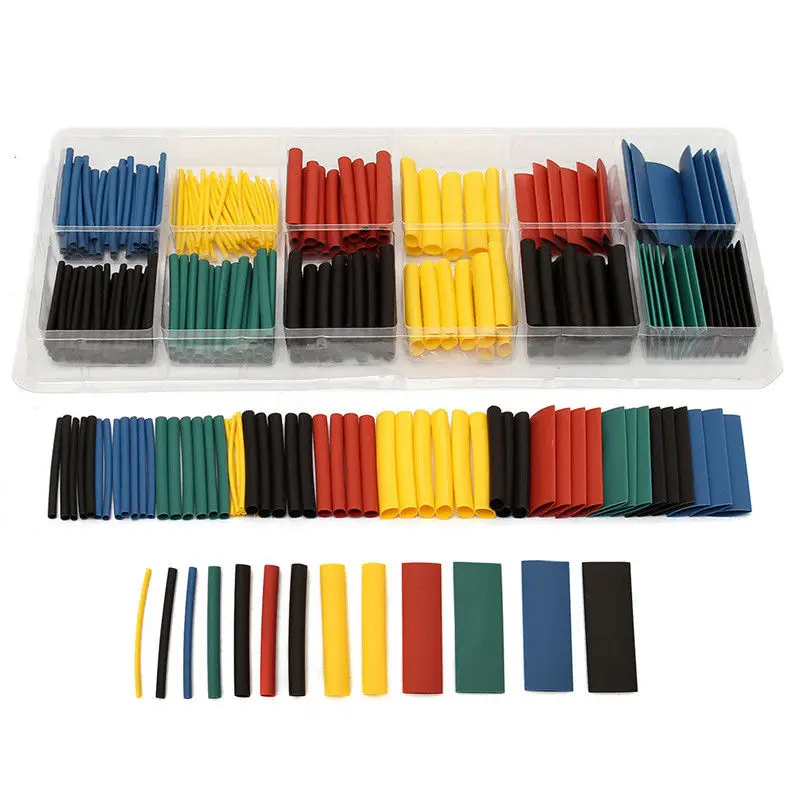 127pcs Black Red Heat Shrink Tubing 2:1 Assortment Polyolefin Tube Car Cable Sleeving Wrap Wire Kit - Dash Cam Jordan