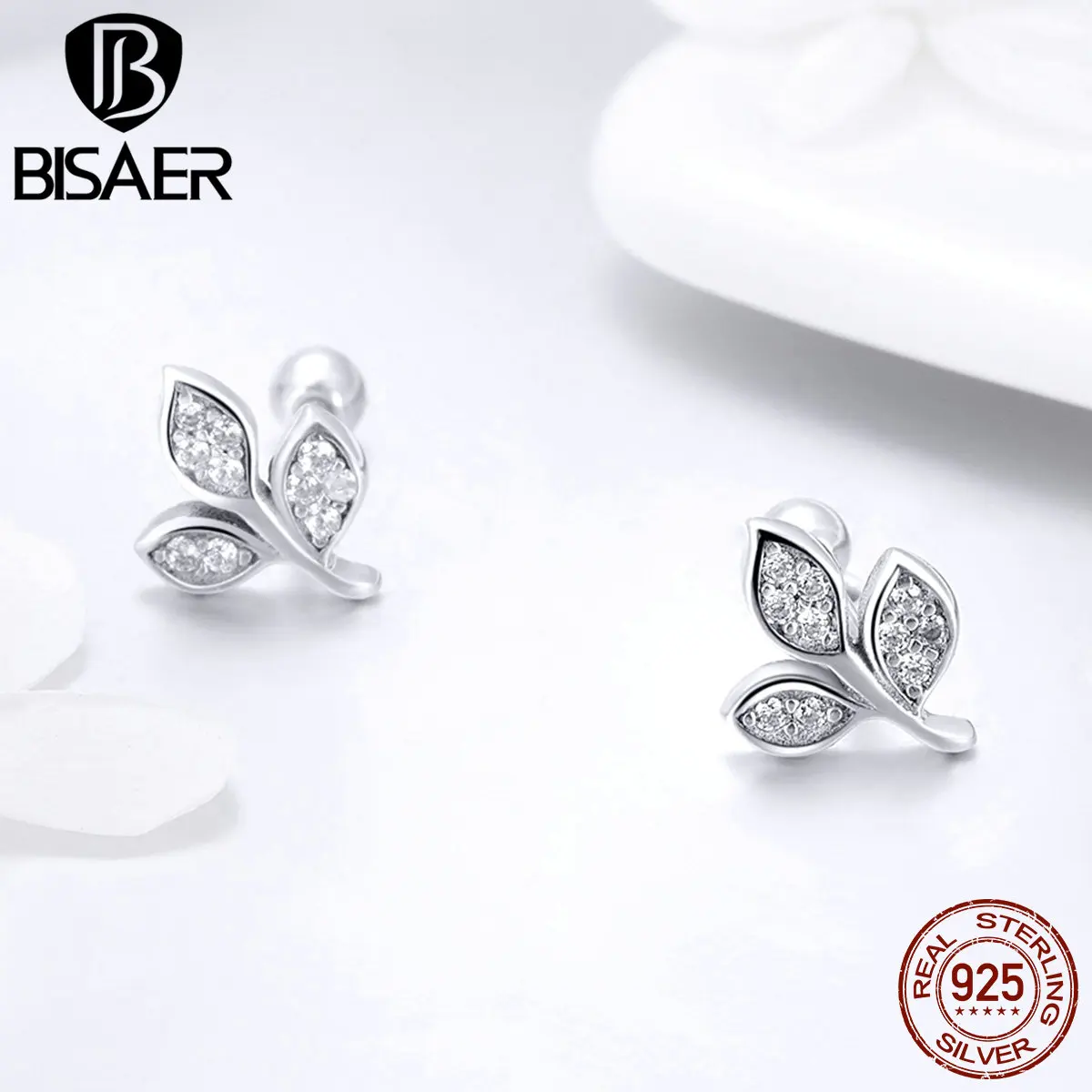

Leaf Earrings for Women 925 Sterling Silver Clear CZ Leaf Delicate Stud Earrings Fashion Jewelry Earings Femme Bijoux GXE431